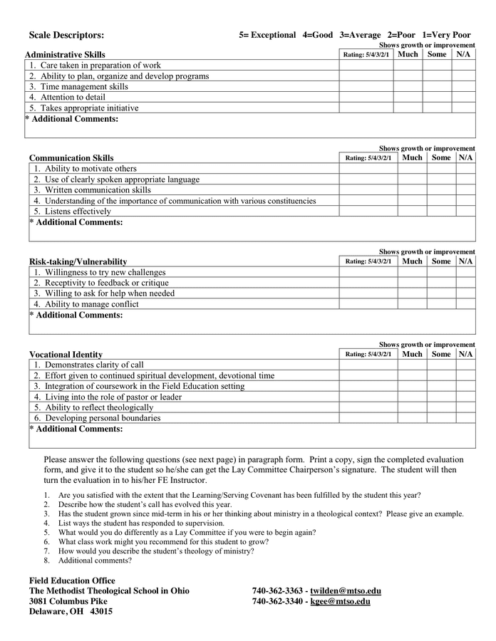 COURSE EVALUATION FORM in Word and Pdf formats - page 2 of 4