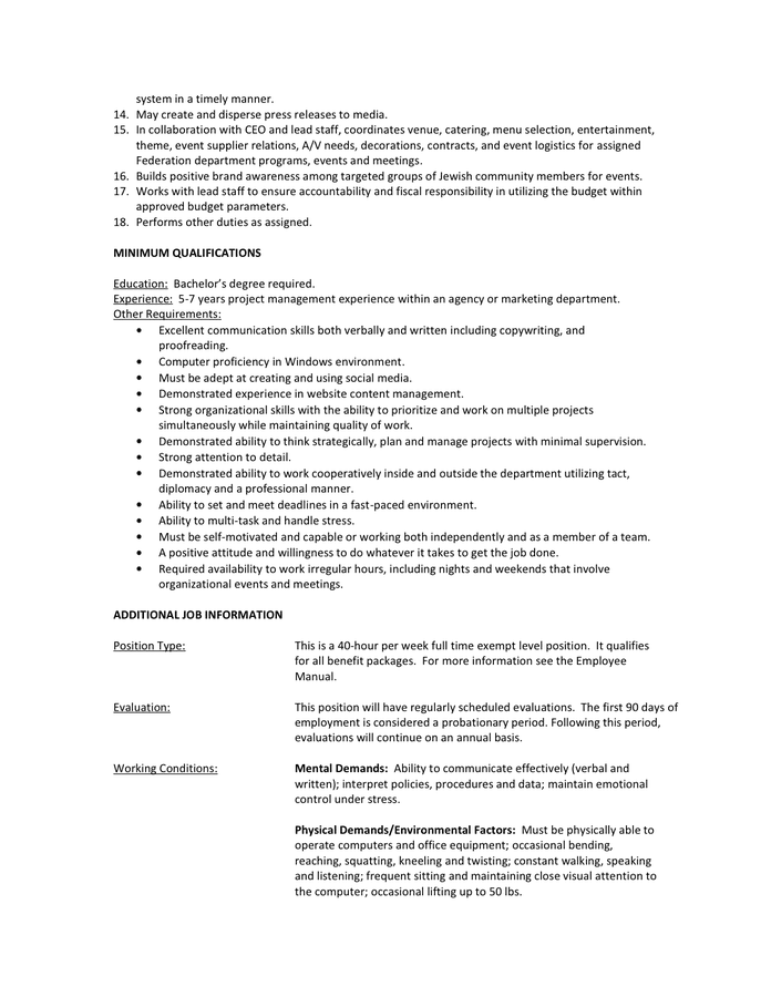 JOB DESCRIPTION in Word and Pdf formats - page 2 of 3