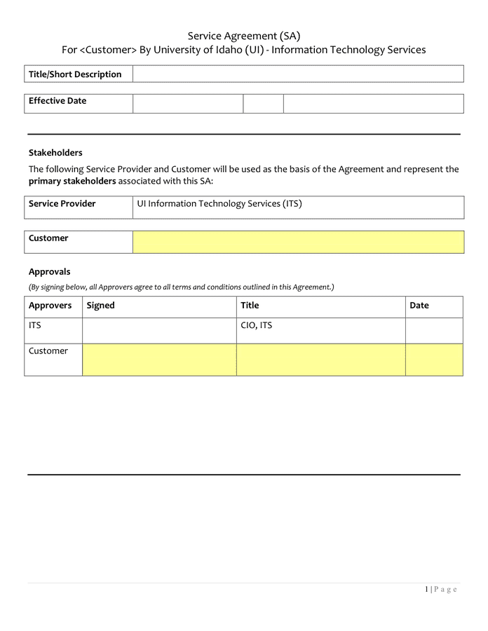 Service Level Agreement SLA Template In Pdf And Word Formats