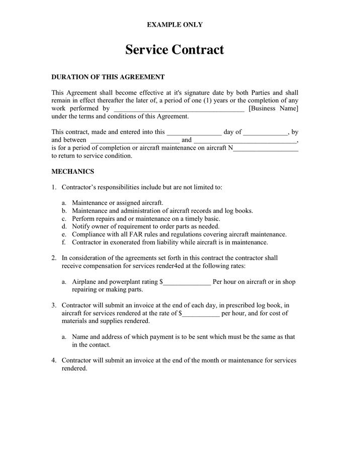 Service Contract Template - download free documents for PDF, Word and Excel