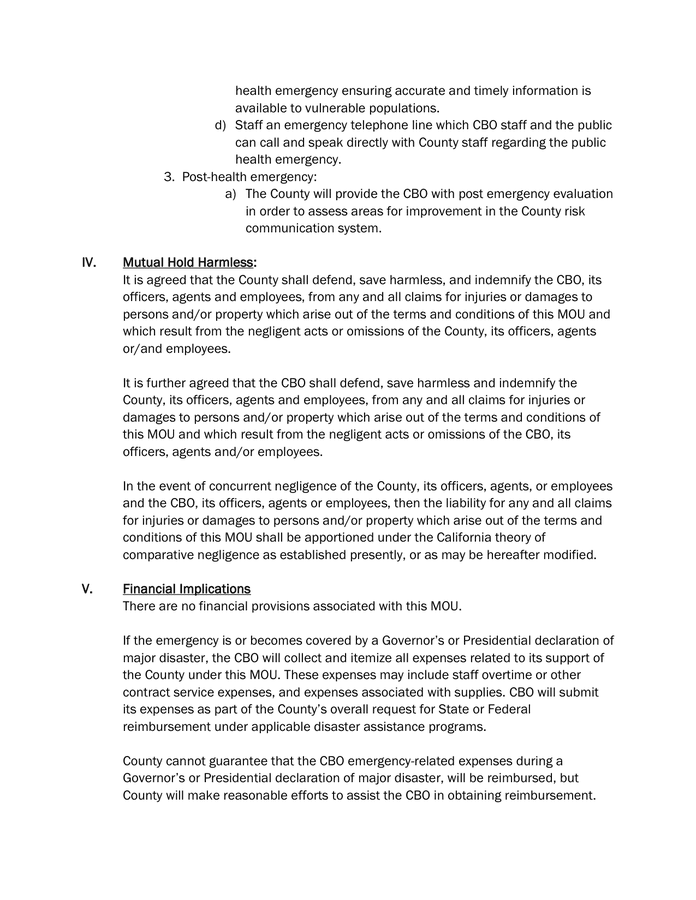 MEMORANDUM OF UNDERSTANDING in Word and Pdf formats - page 3 of 4