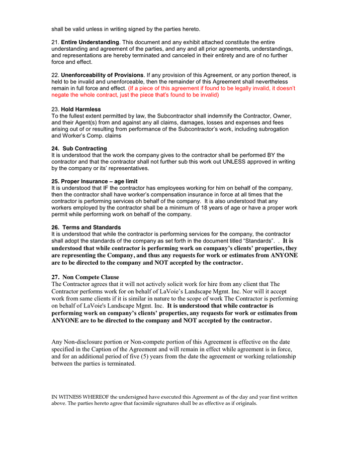 INDEPENDENT CONTRACTOR AGREEMENT In Word And Pdf Formats - Page 4 Of 5