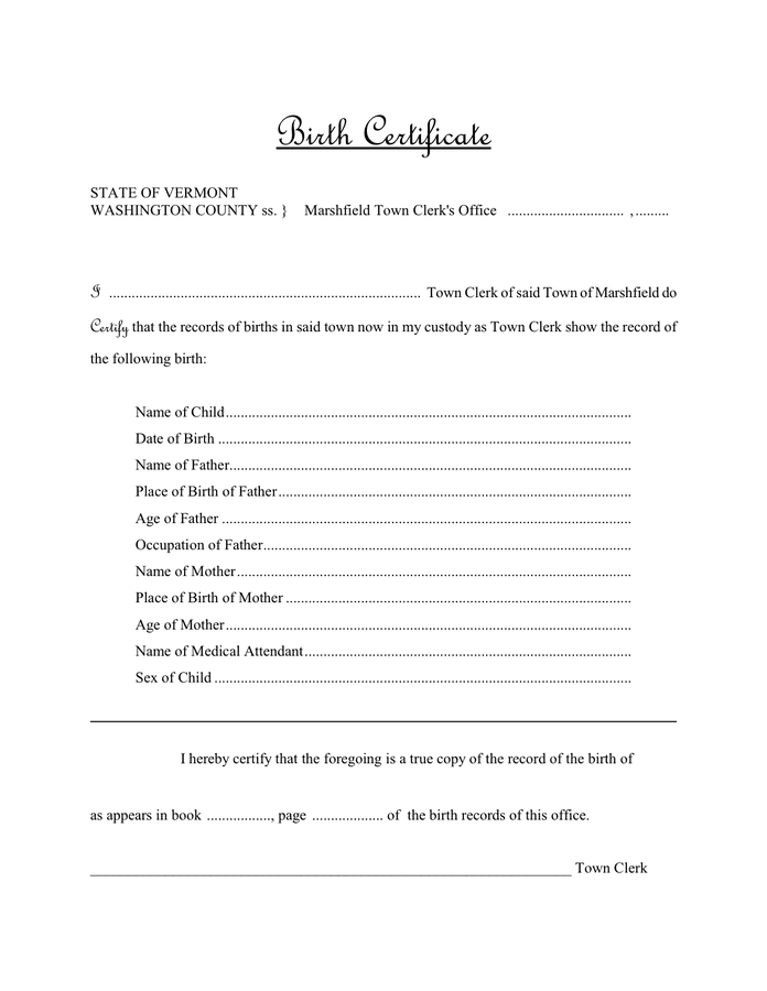 Birth Certificate in Word and Pdf formats