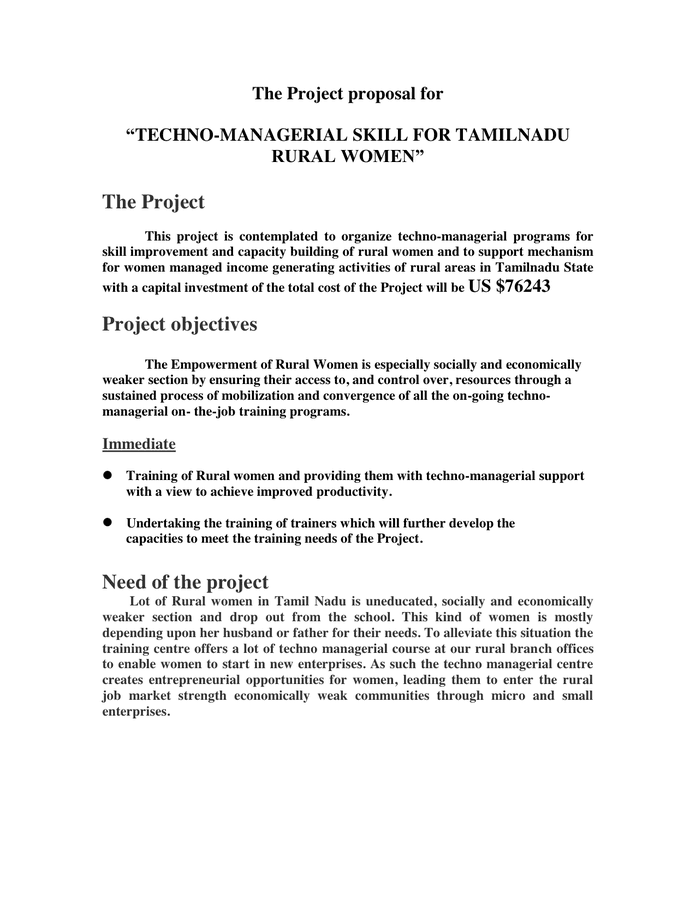 Project Proposal Sample in Word and Pdf formats - page 2 of 7