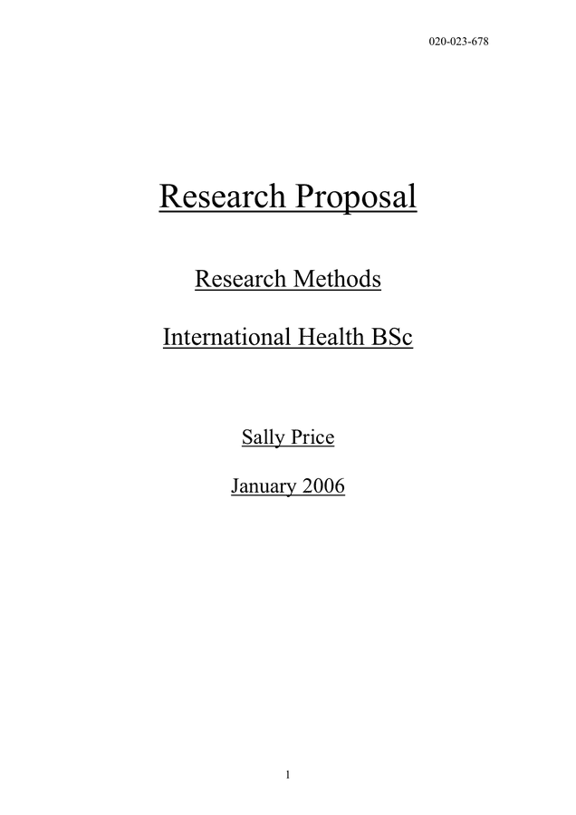 sample research proposal title page