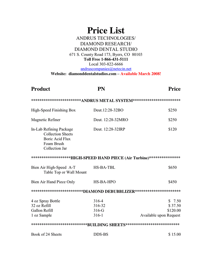 price-list-in-word-and-pdf-formats