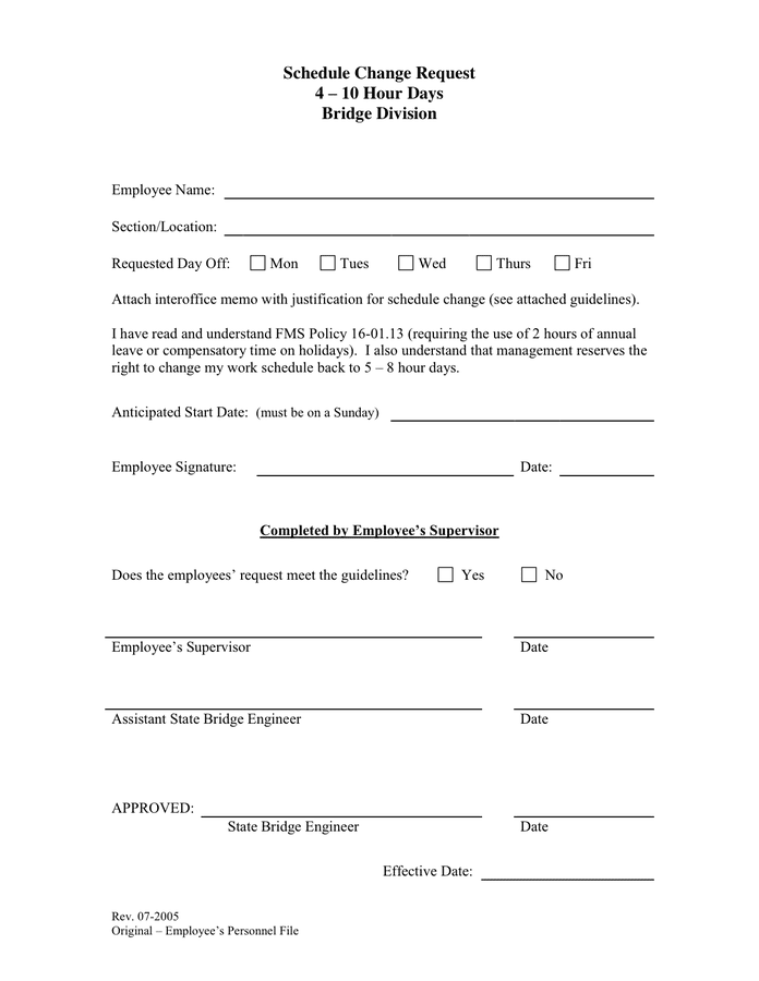 Schedule Change Request In Word And Pdf Formats