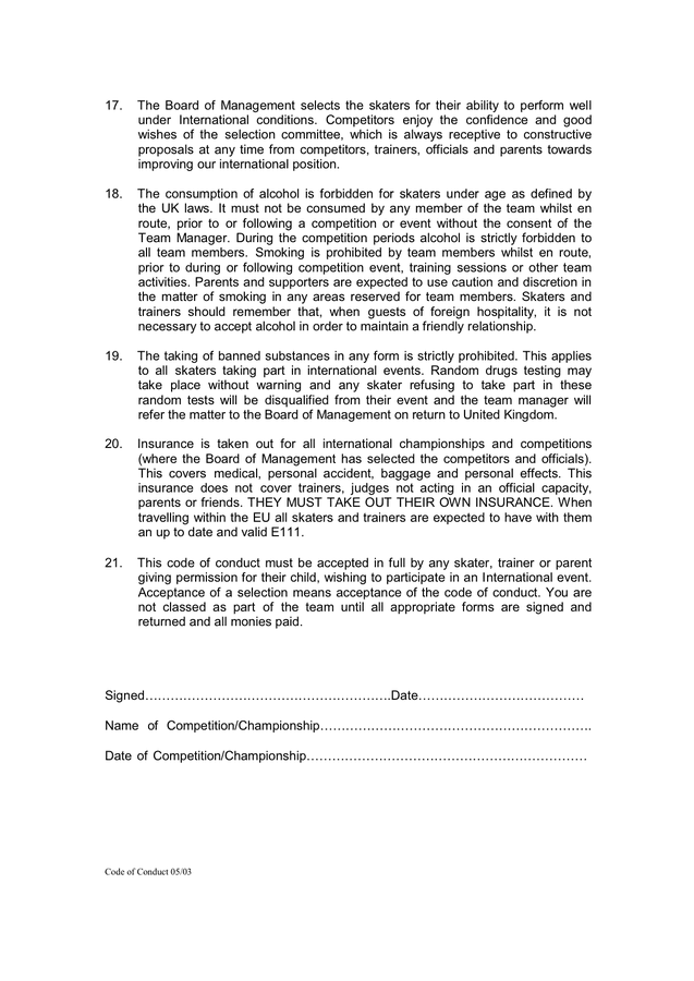 CODE OF CONDUCT in Word and Pdf formats - page 3 of 3