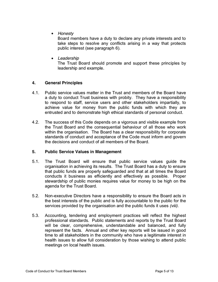 CODE OF CONDUCT in Word and Pdf formats - page 5 of 13