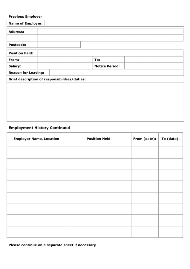 Job Application Form Template in Word and Pdf formats - page 4 of 10