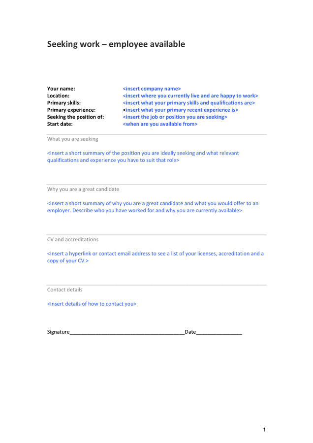 Simple Job Description Template In Word And Pdf Formats