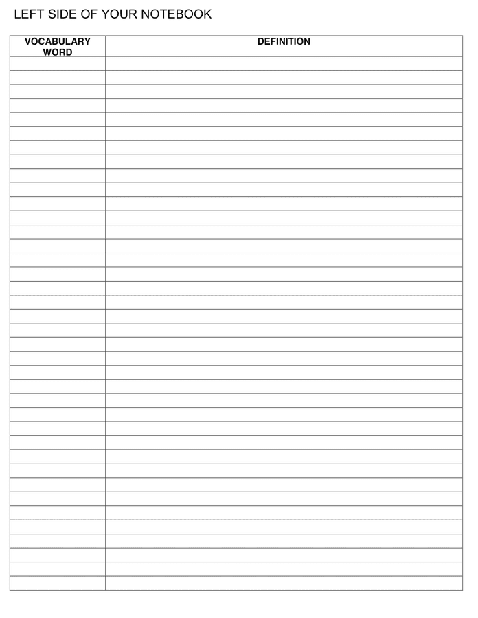 Cornell Notes Template in Word and Pdf formats