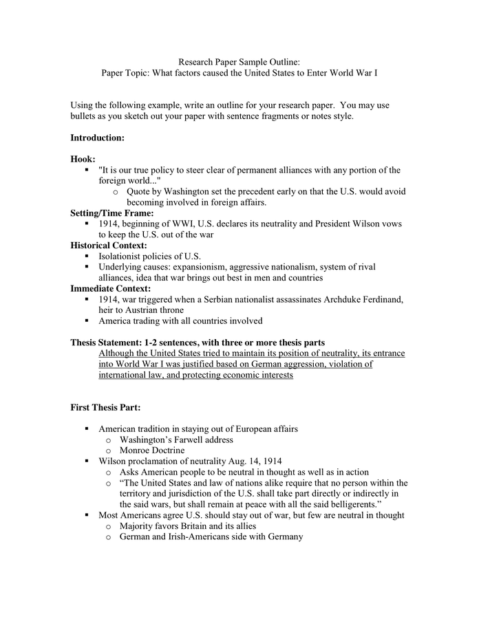 template outline for a research paper