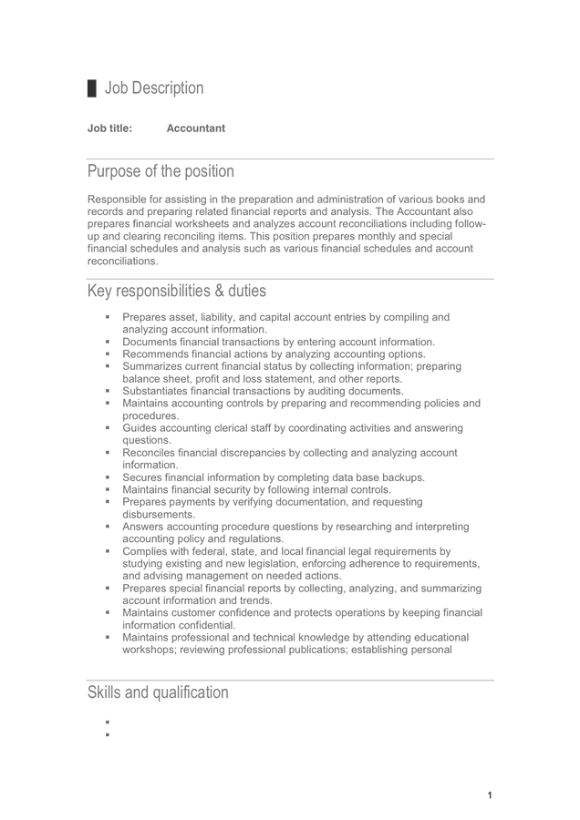 Simple Job Description Template In Word And Pdf Formats