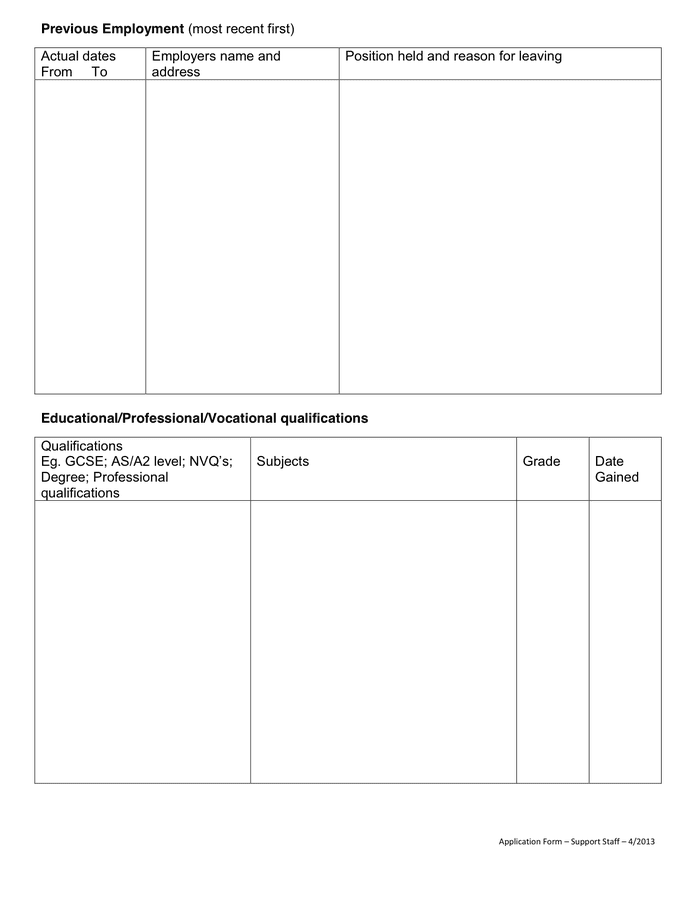 Job Application Form in Word and Pdf formats - page 2 of 6