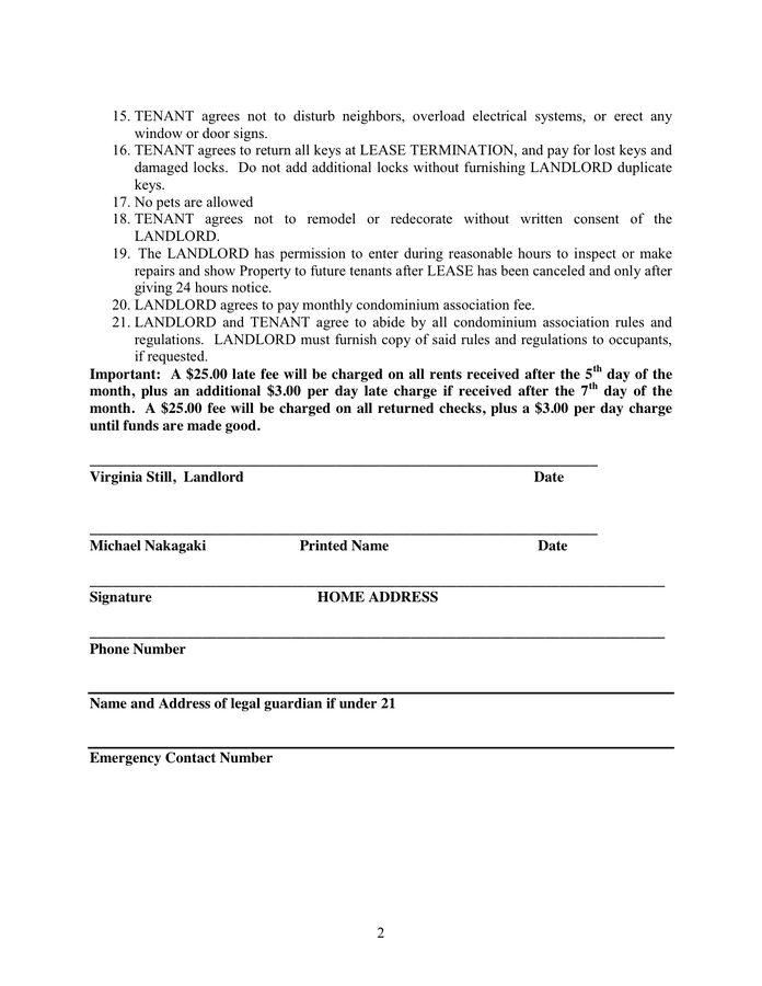 LEASE AGREEMENT in Word and Pdf formats - page 2 of 2