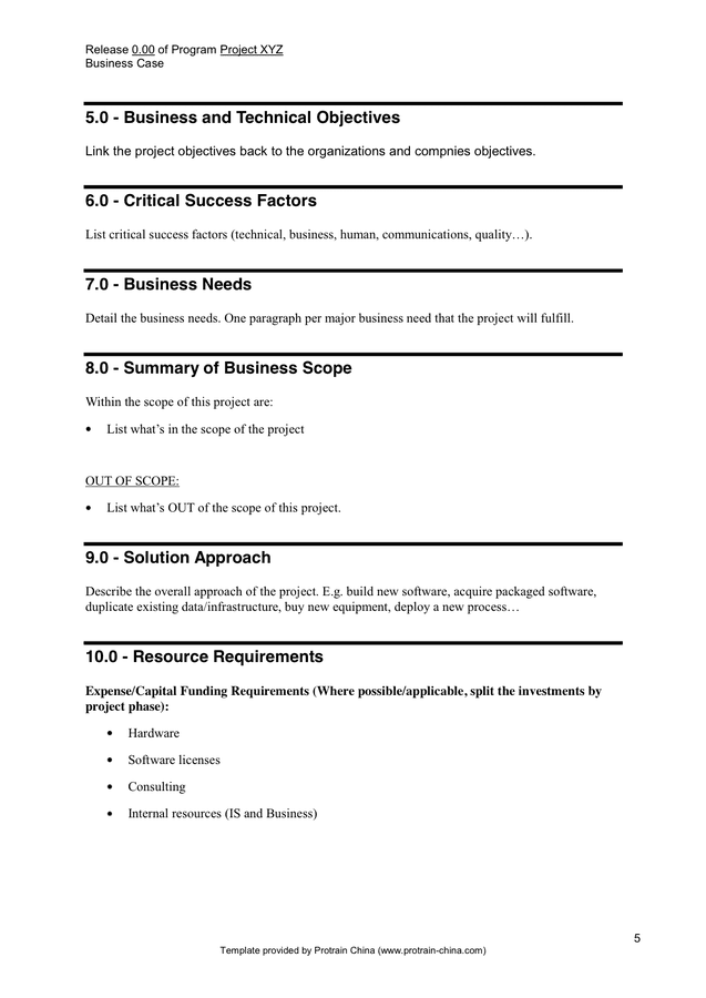 Business Case Template In Word And Pdf Formats Page 5 Of 6