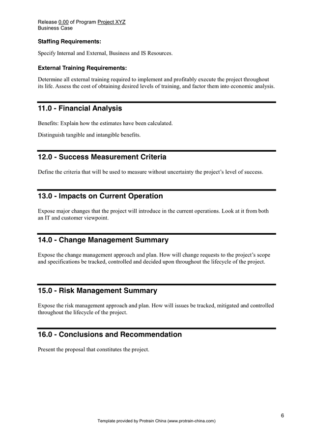 Business Case Template in Word and Pdf formats page 6 of 6