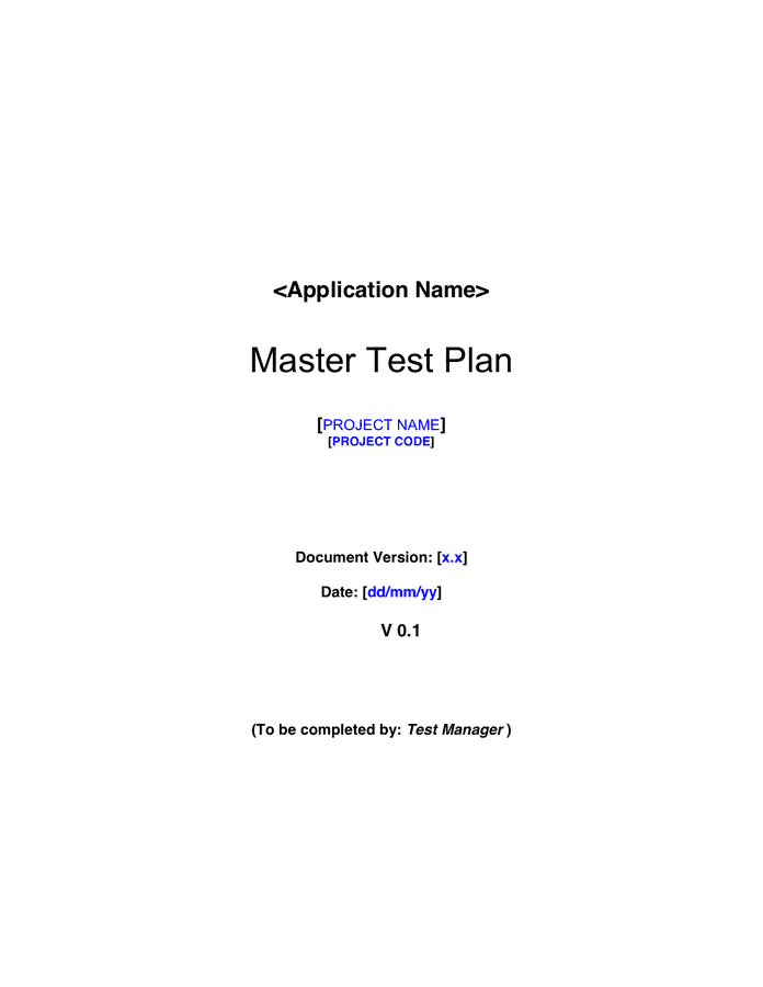 Test Plan - Template in Word and Pdf formats