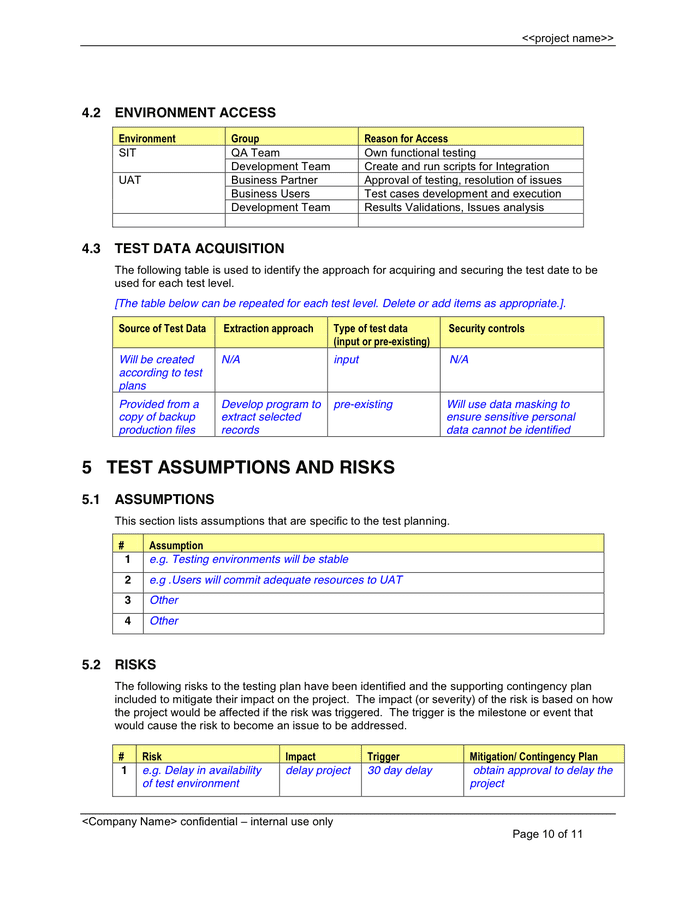 Test Plan Template In Word And Pdf Formats Page 10 Of 11