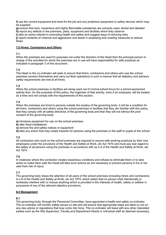 HEALTH AND SAFETY POLICY In Word And Pdf Formats Page 4 Of 7