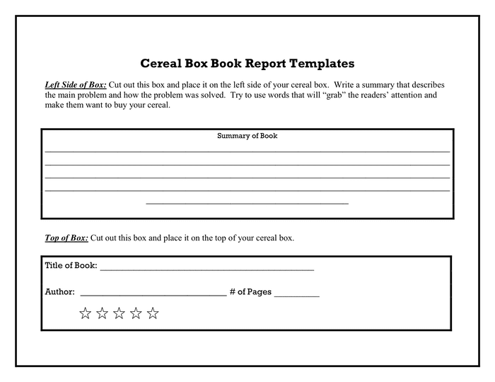 Cereal Box Book Report Templates In Word And Pdf Formats