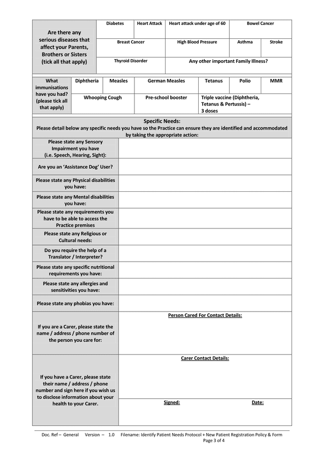 New Patient Registration Questionnaire in Word and Pdf formats - page 3 ...