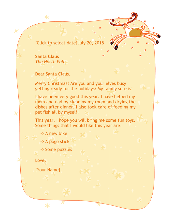 Letter to Santa Template - download free documents for PDF, Word and Excel