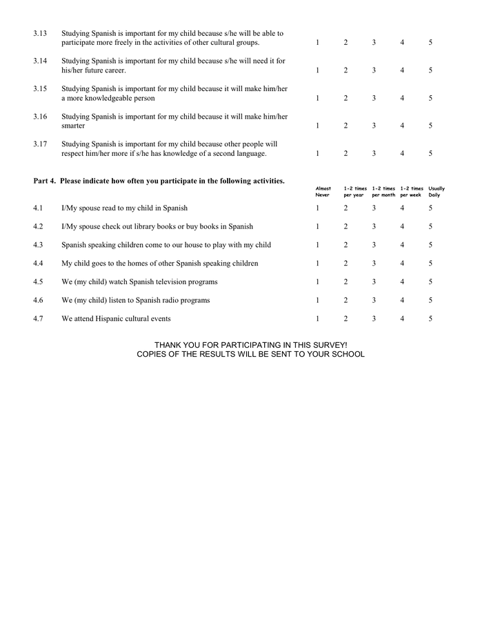 Parent Questionnaire in Word and Pdf formats - page 4 of 5