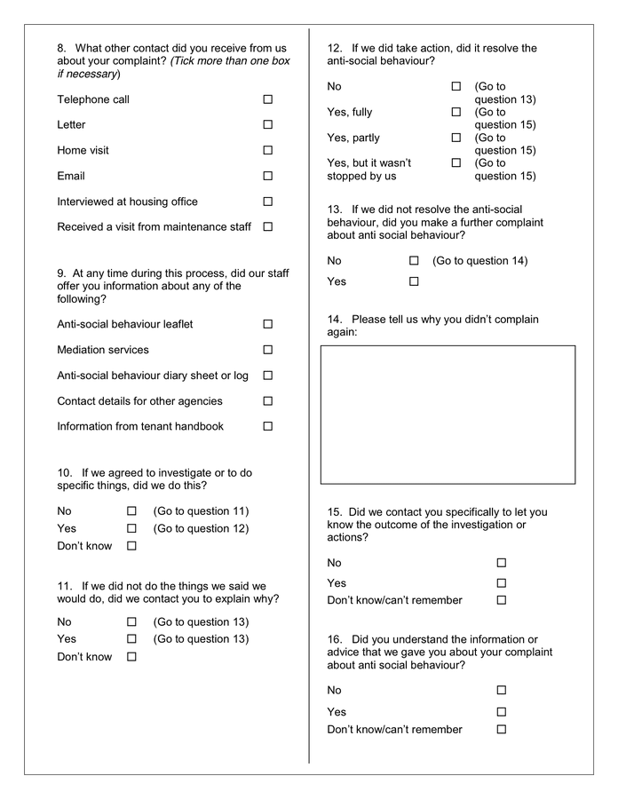 CUSTOMER SATISFACTION SURVEY in Word and Pdf formats - page 3 of 4