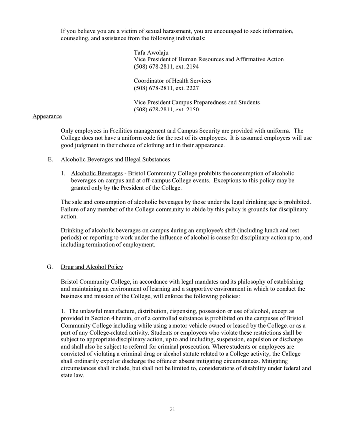 EMPLOYEE HANDBOOK in Word and Pdf formats page 25 of 64