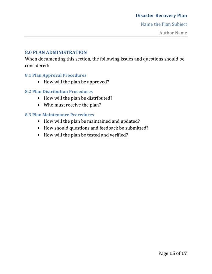 Disaster Recovery Plan Template in Word and Pdf formats - page 15 of 17
