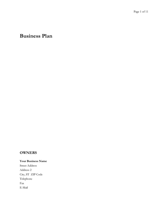 business plan sample doc