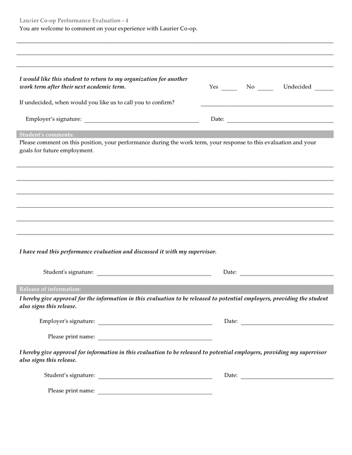 PERFORMANCE EVALUATION in Word and Pdf formats - page 4 of 4