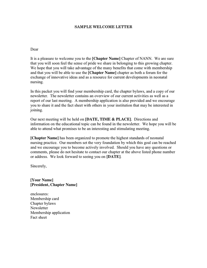 Welcome Letter In Word And Pdf Formats