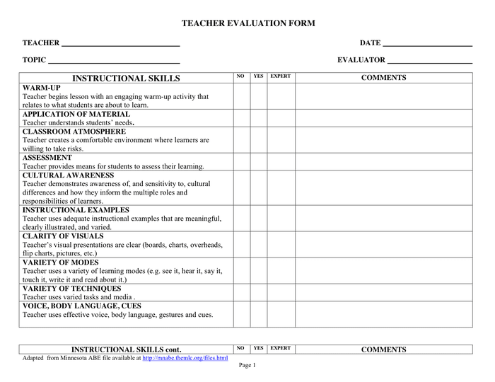 teacher-evaluation-form-in-word-and-pdf-formats