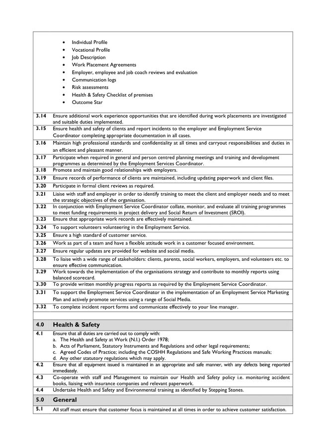 Job Description Sample In Word And Pdf Formats Page 2 Of 3