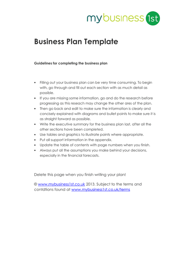 business plan sample word
