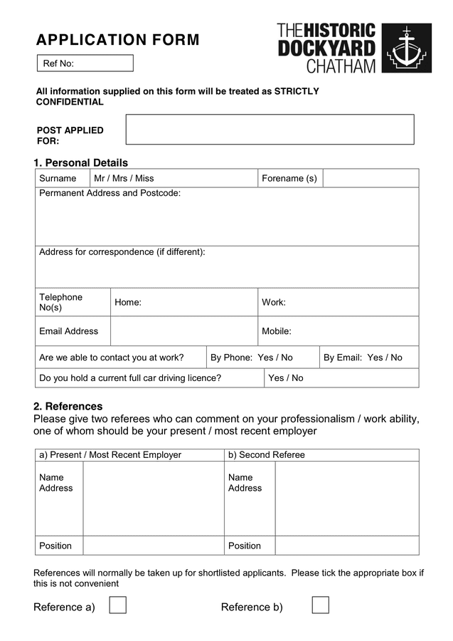 Job Application Form In Word And Pdf Formats