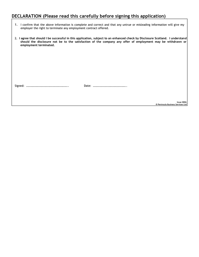 APPLICATION FOR EMPLOYMENT in Word and Pdf formats - page 6 of 7