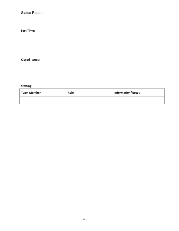 Project Status Report in Word and Pdf formats - page 5 of 5