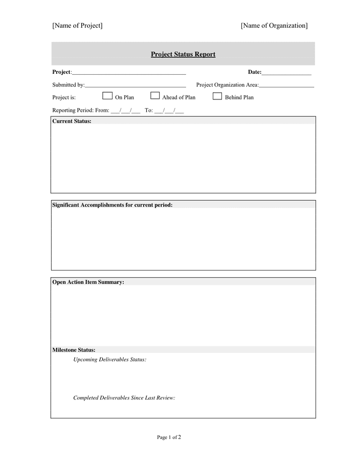 Project Status Report Template - download free documents for PDF, Word ...