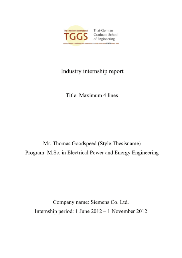 internship report thesis
