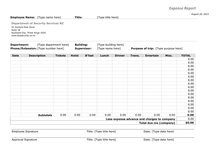 Expense Report In Word And Pdf Formats