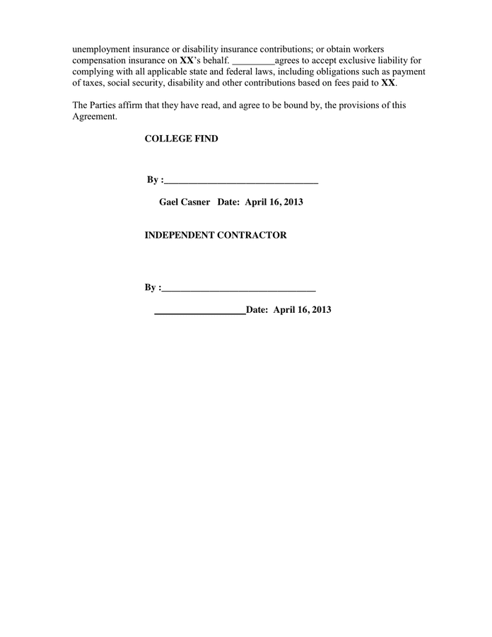 Independent Contractor Agreement 18 2 