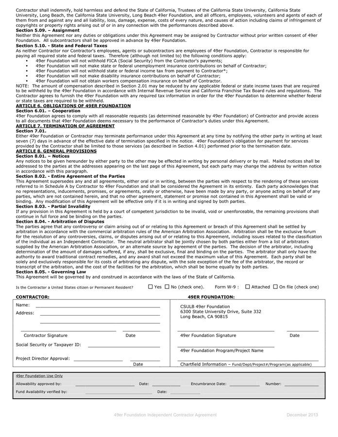 Independent Contractor Agreement in Word and Pdf formats - page 2 of 2