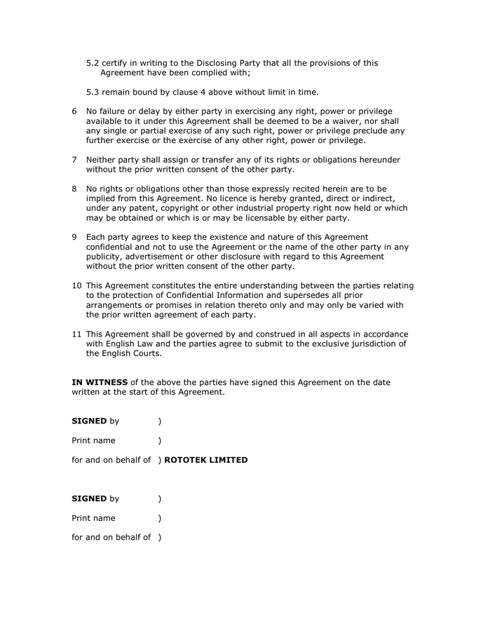 CONFIDENTIALITY AGREEMENT Form in Word and Pdf formats - page 3 of 3