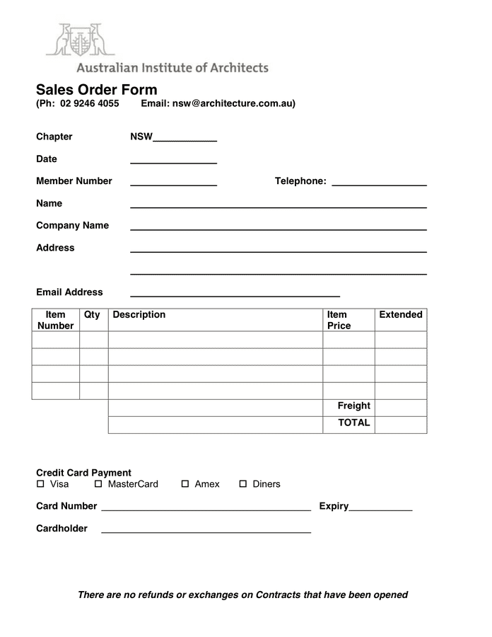 Sales Order Template - download free documents for PDF, Word and Excel