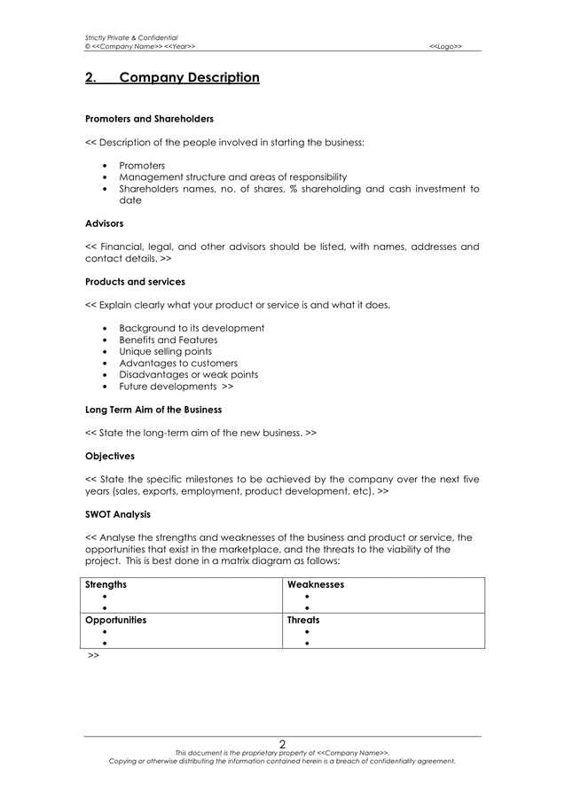 business plan template in Word and Pdf formats - page 5 of 19