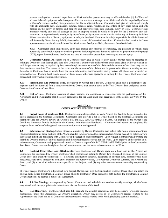 general construction contract in word and pdf formats page 5 of 27